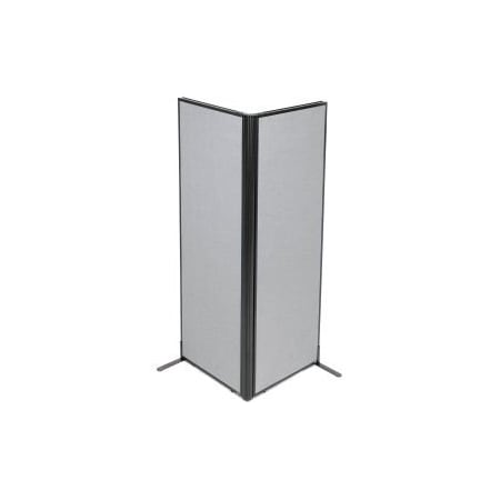 Interion    Freestanding 2-Panel Corner Room Divider, 24-1/4W X 72H Panels, Gray